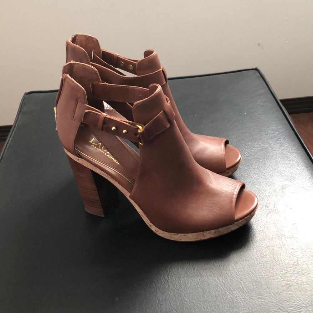 Ralph Lauren peep toe heels